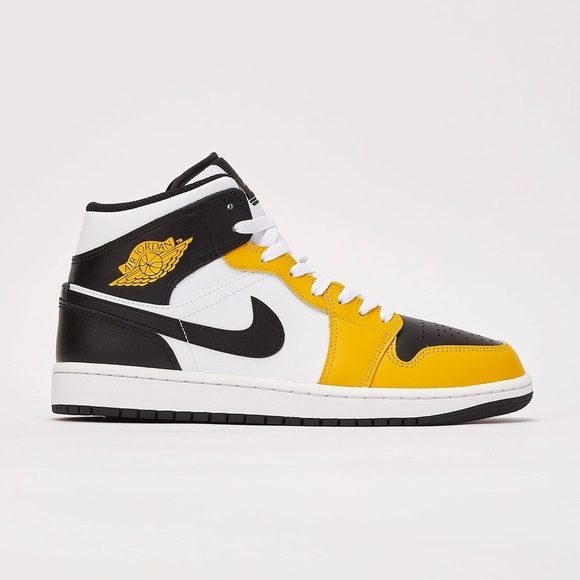AIR JORDAN 1 MID SNEAKER YELLOW/BLACK-WHITE - 9